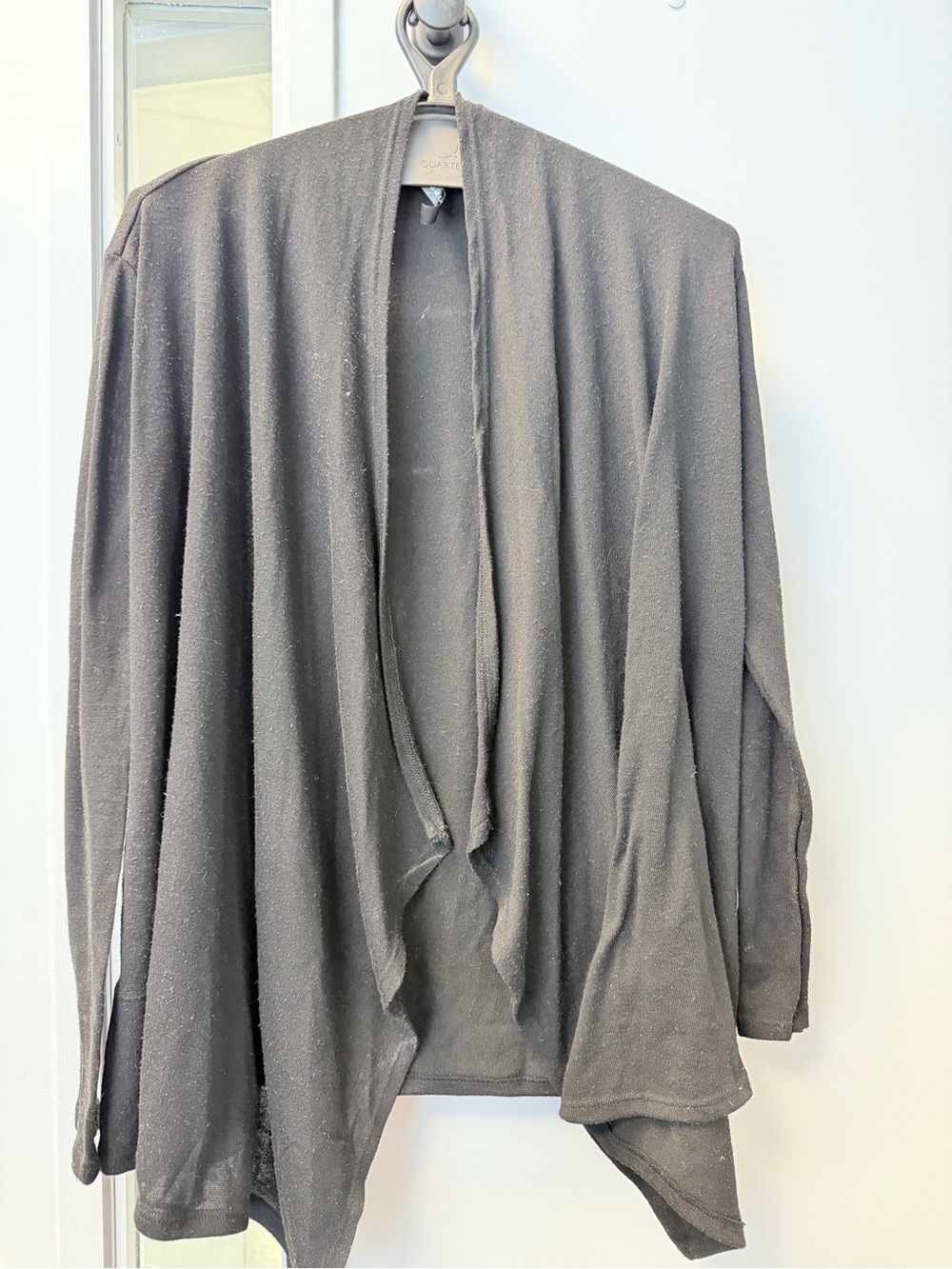 Women's Open-Front Draped Cardigan - Black